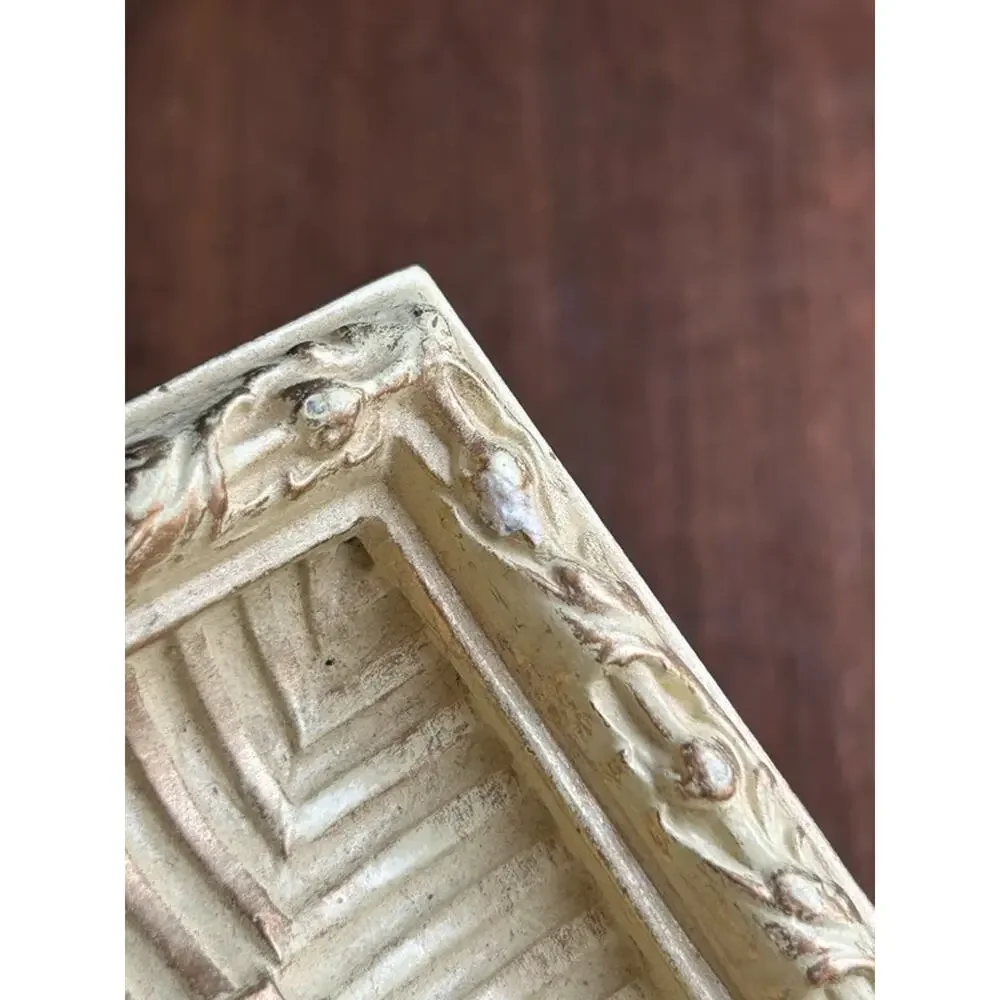 Vintage cream heavily textured photo frame French mirror ribbed pattern Thailand